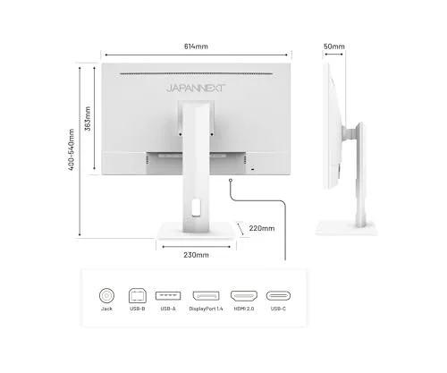 JAPANNEXT JN-IPS27UHDR-C65W-HSP-W 27" 4K IPS USB-C - vue 3