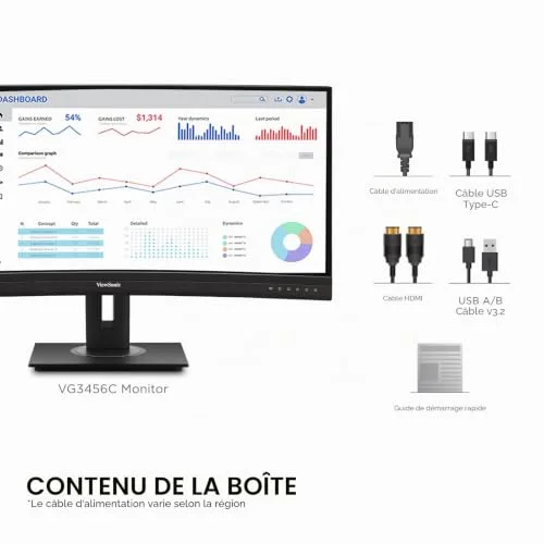ViewSonic VG3456C 34" UWQHD 100 Hz USB-C - vue 8