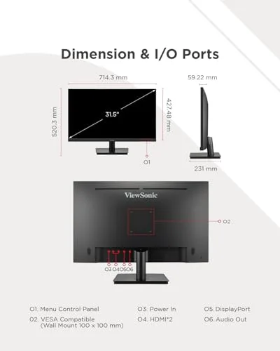 ViewSonic VA3208-4K-HD 32" 4K UHD HDR10 - vue 8