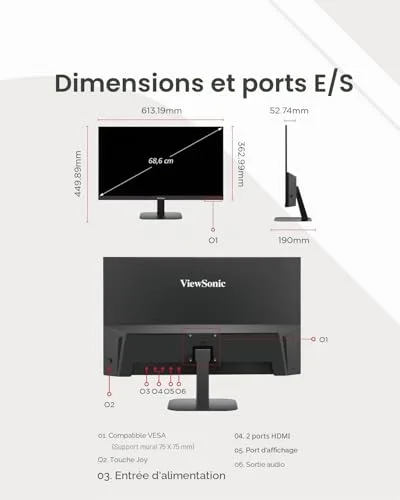 ViewSonic VA2708 27 pouces 4K - vue 8
