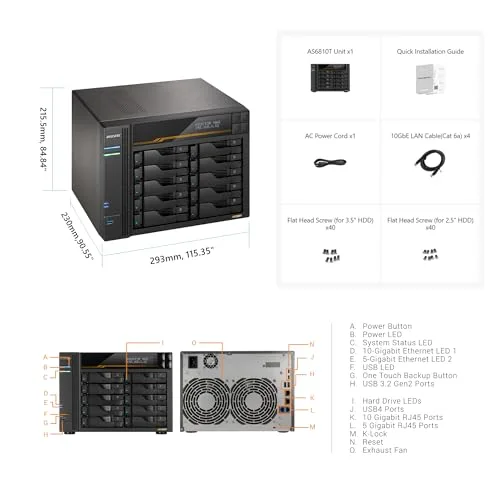 ASUSTOR Lockerstor 10 Gen3 AS6810T - vue 3