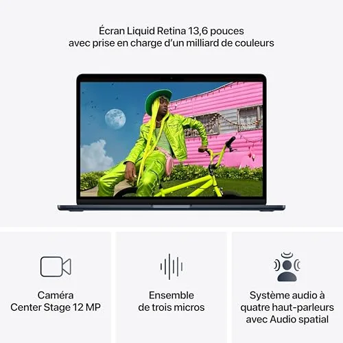 MacBook Air 13" M5 16Go 512Go Minuit - vue 3