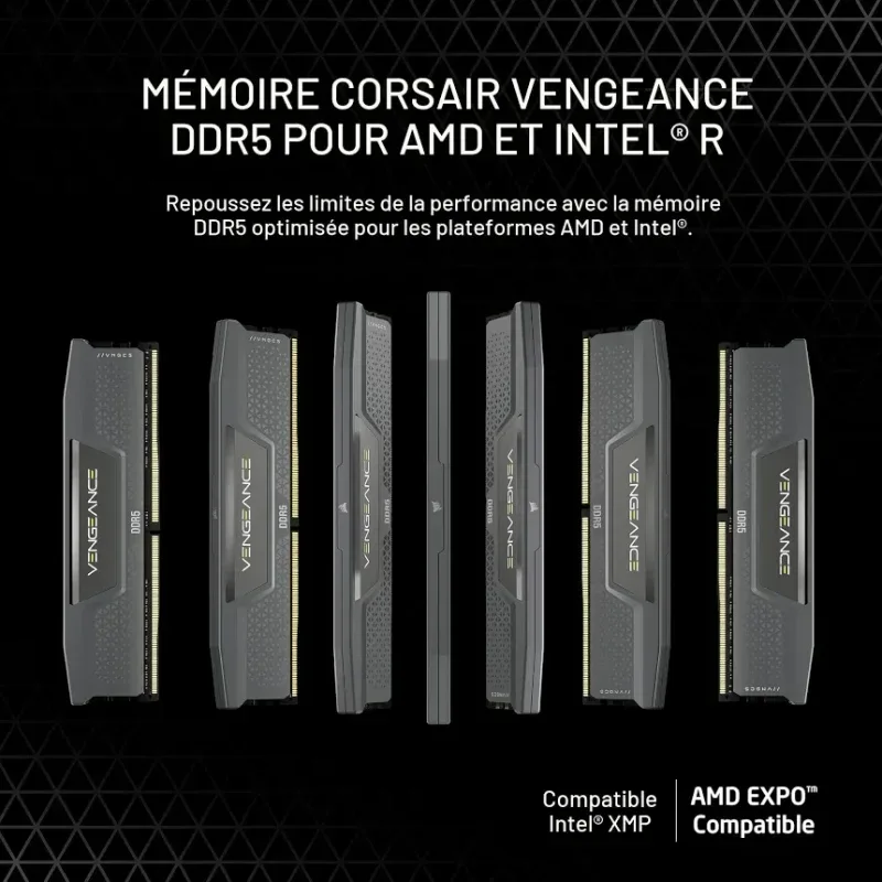 Corsair Vengeance 96 Go Kit 2x48Go DDR5 6000 MHz - vue 3