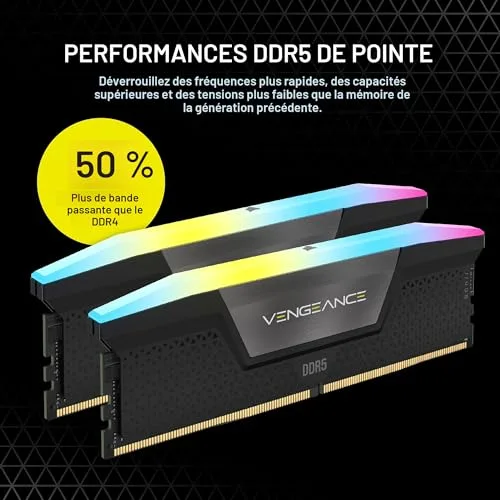 Corsair Vengeance RGB 32 Go Kit 2x16Go DDR5 5200 MHz - vue 3