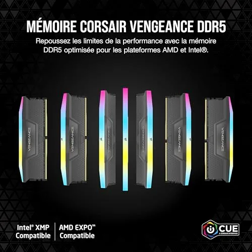Corsair Vengeance RGB 32 Go Kit 2x16Go DDR5 6000 MHz - vue 2