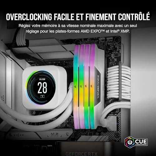 Corsair Vengeance RGB 32 Go Kit 2x16Go DDR5 6000 MHz - vue 5