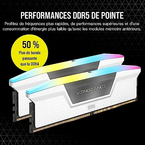 Corsair Vengeance RGB 32 Go Kit 2x16Go DDR5 6000 MHz - vue 3