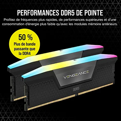 Corsair Vengeance RGB 32 Go Kit 2x16Go DDR5 6000 MHz - vue 3
