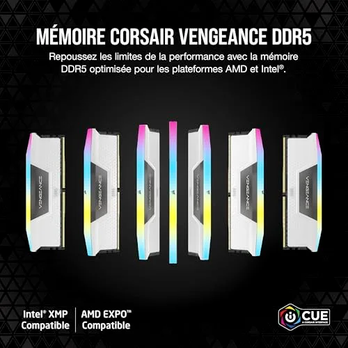 Corsair Vengeance RGB 32 Go Kit 2x16Go DDR5 6400 MHz - vue 2