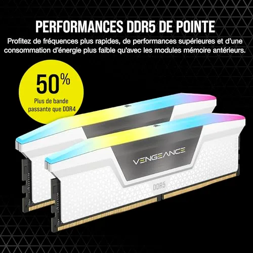 Corsair Vengeance RGB 32 Go Kit 2x16Go DDR5 6400 MHz - vue 3