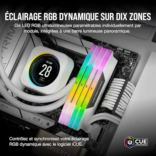 Corsair Vengeance RGB 32 Go Kit 2x16Go DDR5 6400 MHz - vue 4