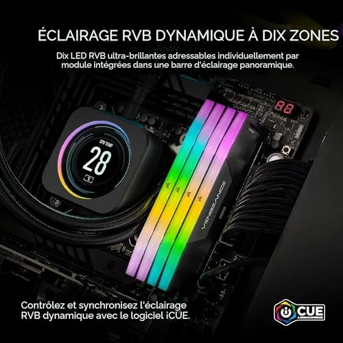 Corsair Vengeance RGB 48 Go Kit 2x24Go DDR5 5600 MHz - vue 4