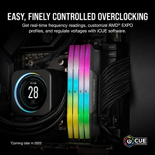 Corsair Vengeance RGB 64 Go Kit 2x32Go DDR5 5200 MHz - vue 5