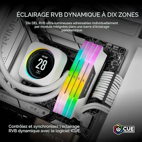 Corsair Vengeance RGB 64 Go Kit 2x32Go DDR5 5200 MHz - vue 4