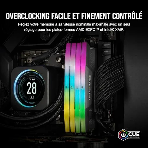 Corsair Vengeance RGB 64 Go Kit 2x32Go DDR5 6000 MHz - vue 5