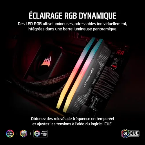 Corsair Vengeance RGB RS 64 Go Kit 2x32Go DDR5 5600 MHz RGB - vue 4