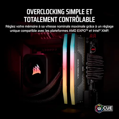 Corsair Vengeance RGB RS 64 Go Kit 2x32Go DDR5 5600 MHz RGB - vue 5