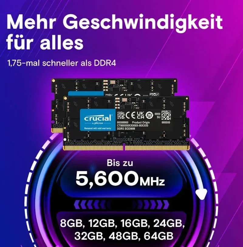 Crucial 32 Go DDR5 4800 MHz - vue 3