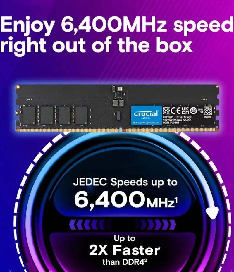 Crucial 32 Go DDR5 6400 MHz - vue 2