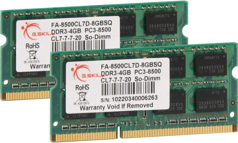 G.Skill SO-DIMM 8 Go Kit 2x4Go DDR3 1066 MHz - vue 2