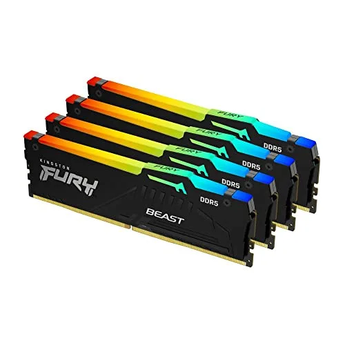 Kingston Fury Beast RGB 128 Go Kit 4x32Go DDR5 5200 MHz - vue 5