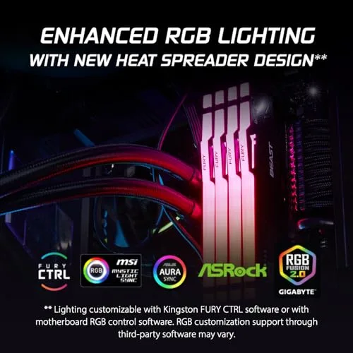 Kingston Fury Beast RGB 16 Go DDR5 6000 MHz - vue 5