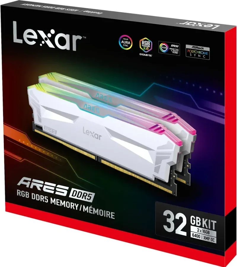 Lexar ARES RGB 32 Go Kit 2x16Go DDR5 6400 MHz - vue 3