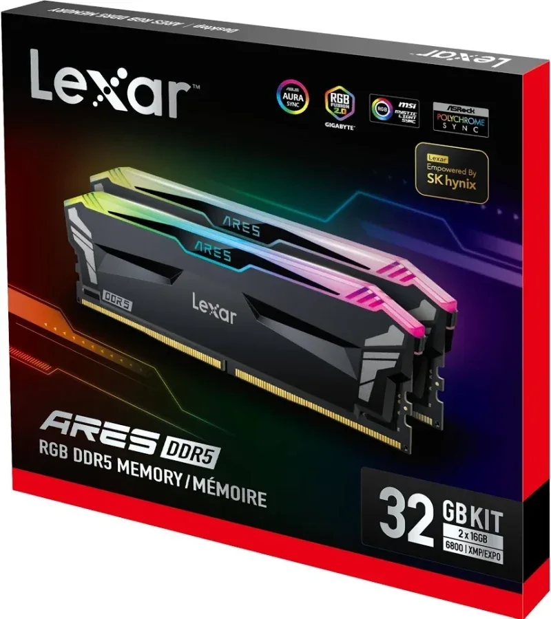 Lexar ARES RGB 32 Go Kit 2x16Go DDR5 6400 MHz - vue 3