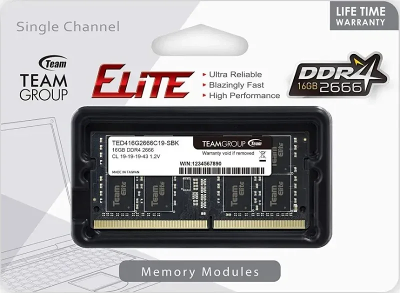 Team Group Elite 16 Go DDR4 2666 MHz - vue 3