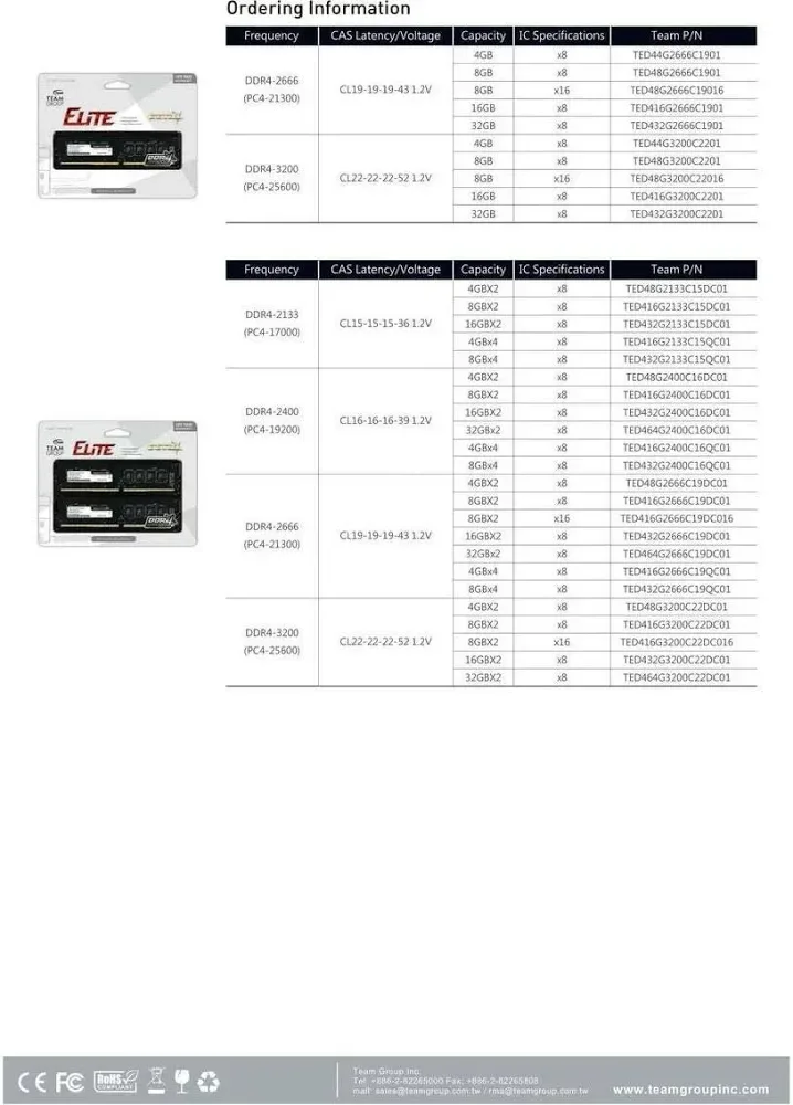 Team Group Elite 16 Go DDR4 3200 MHz - vue 3