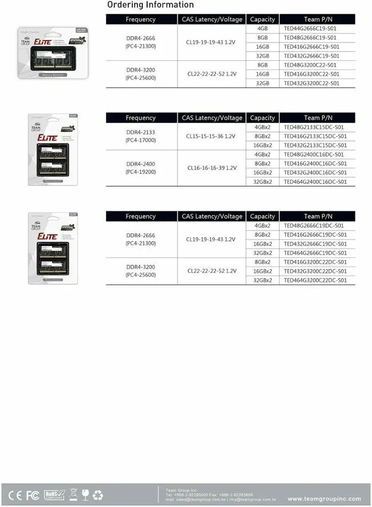 Team Group Elite 16 Go DDR4 3200 MHz - vue 3