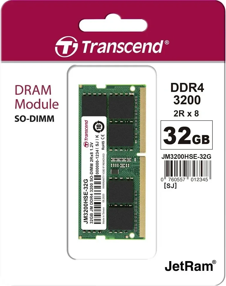 Transcend JetRam 32 Go Kit 2x16Go DDR4 3200 MHz - vue 2