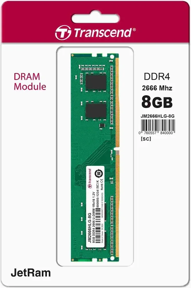 Transcend JetRam 8 Go DDR4 2666 MHz - vue 3