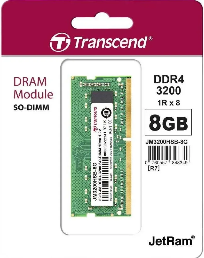 Transcend JetRam 8 Go DDR4 3200 MHz - vue 2
