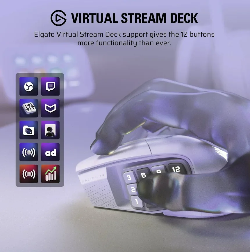 Corsair Scimitar Elite SE Blanc - vue 4