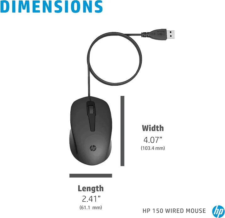 HP 150 Wired Mouse - vue 3
