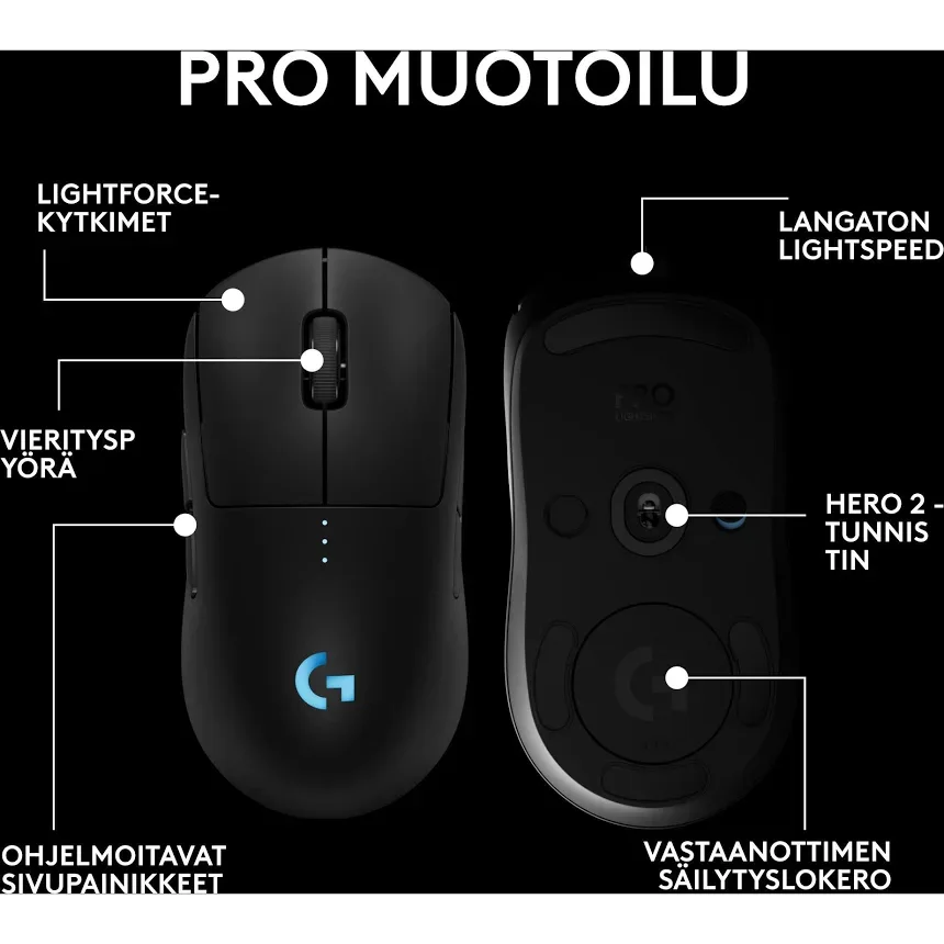 Logitech G Pro 2 Lightspeed Noir - vue 3