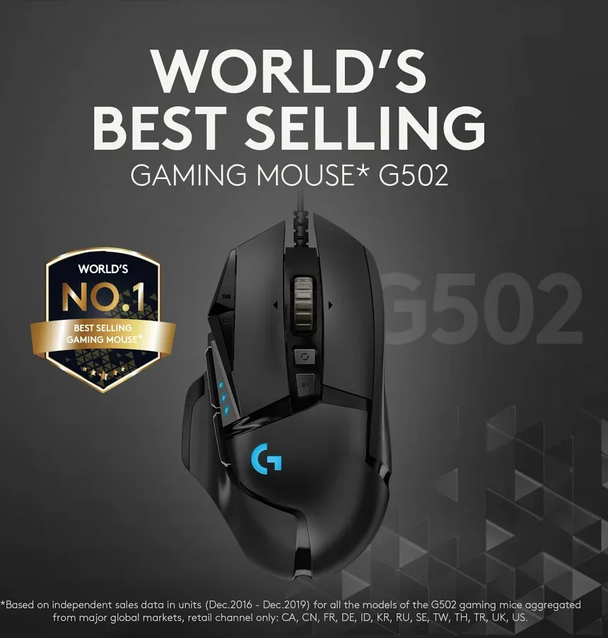 Logitech G502 HERO Noir - vue 3
