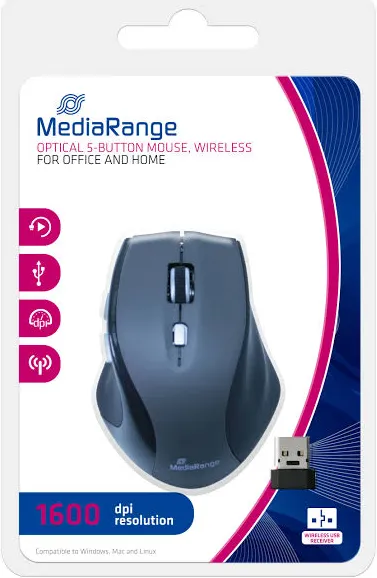 MediaRange Souris sans fil 1600 DPI USB/Bluetooth 5 boutons - vue 2