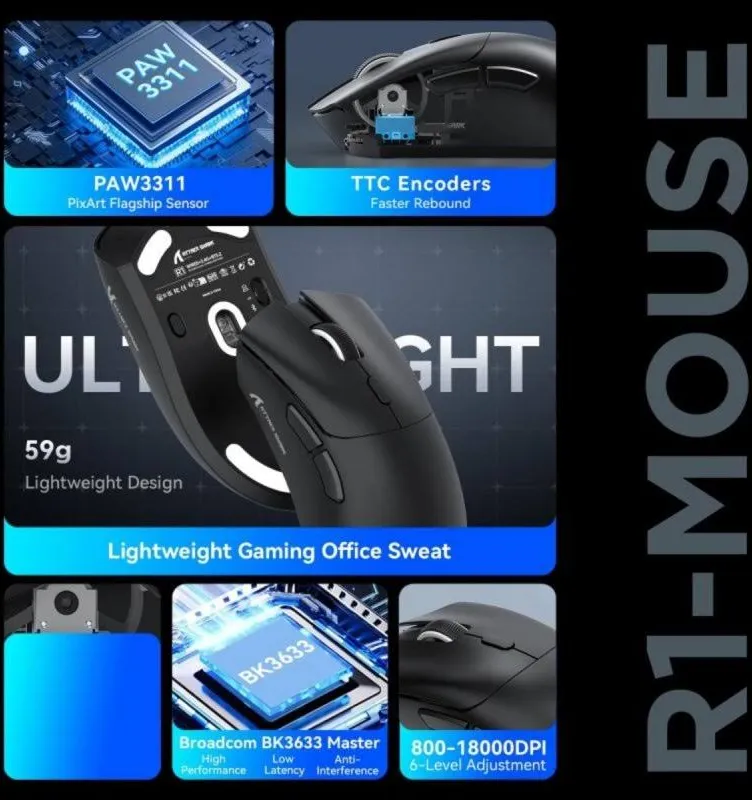 Souris Gaming R1 Ultralégère - vue 3