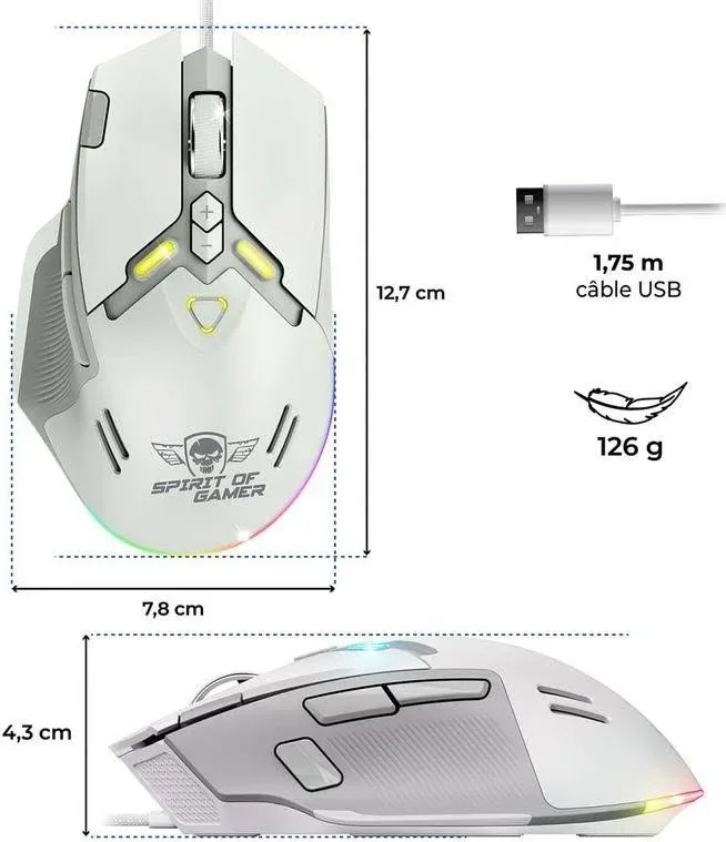 Spirit Of Gamer Elite M60 Blanc - vue 5