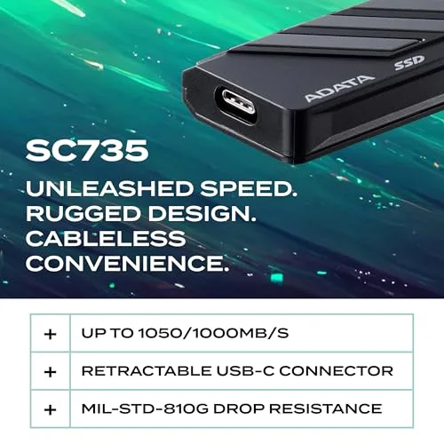 ADATA SC735 2TB SSD Externe USB-C - vue 2
