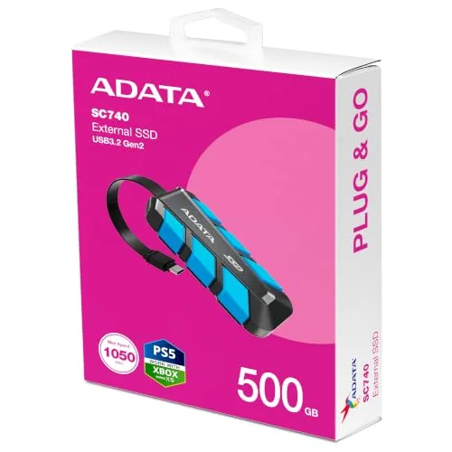 ADATA SC740 500GB SSD USB-C - vue 3