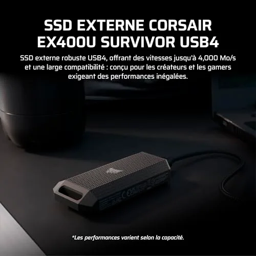 Corsair EX400U Survivor 2TB SSD Externe USB4 - vue 2