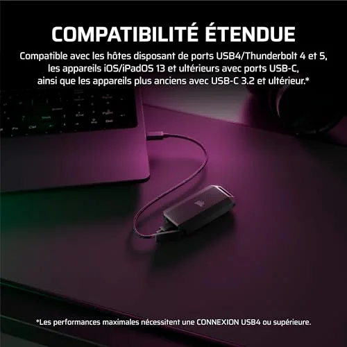 Corsair EX400U Survivor 2TB SSD Externe USB4 - vue 4