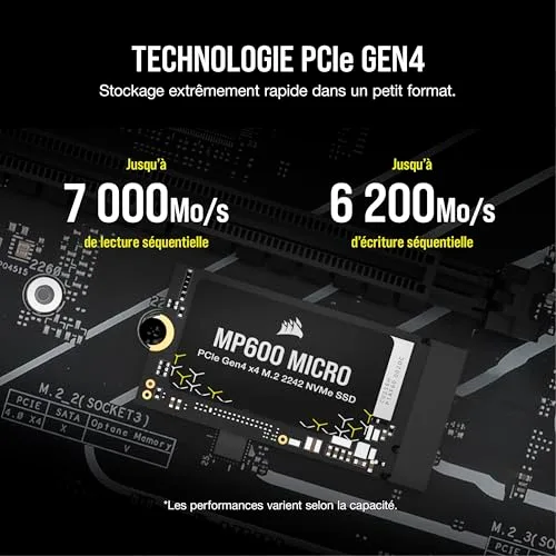Corsair MP600 MICRO 1TB M.2 2242 - vue 3