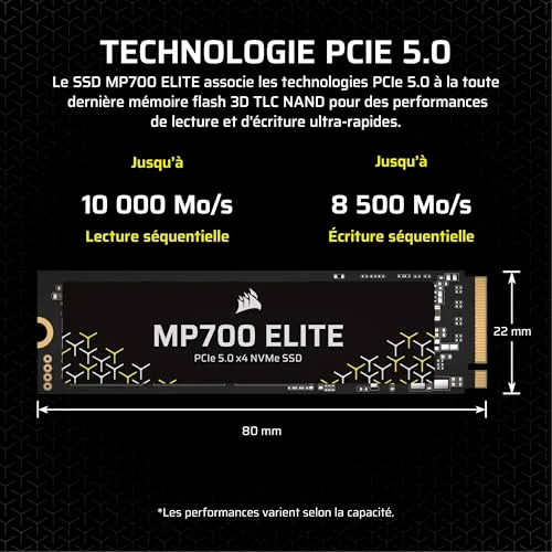 Corsair MP700 Elite 1 To PCIe 5.0 - vue 3