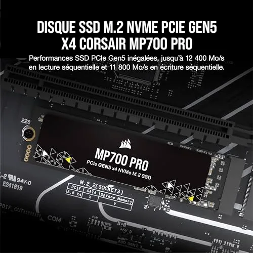 Corsair MP700 Pro 2 To SSD NVMe PCIe Gen5 - vue 2