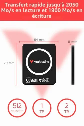 Disque Dur Verbatim SnapBack Ultra Slim 512GB SSD - vue 3