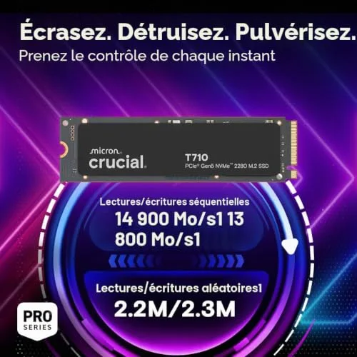 Disque SSD Interne Crucial T710 1 To - vue 2